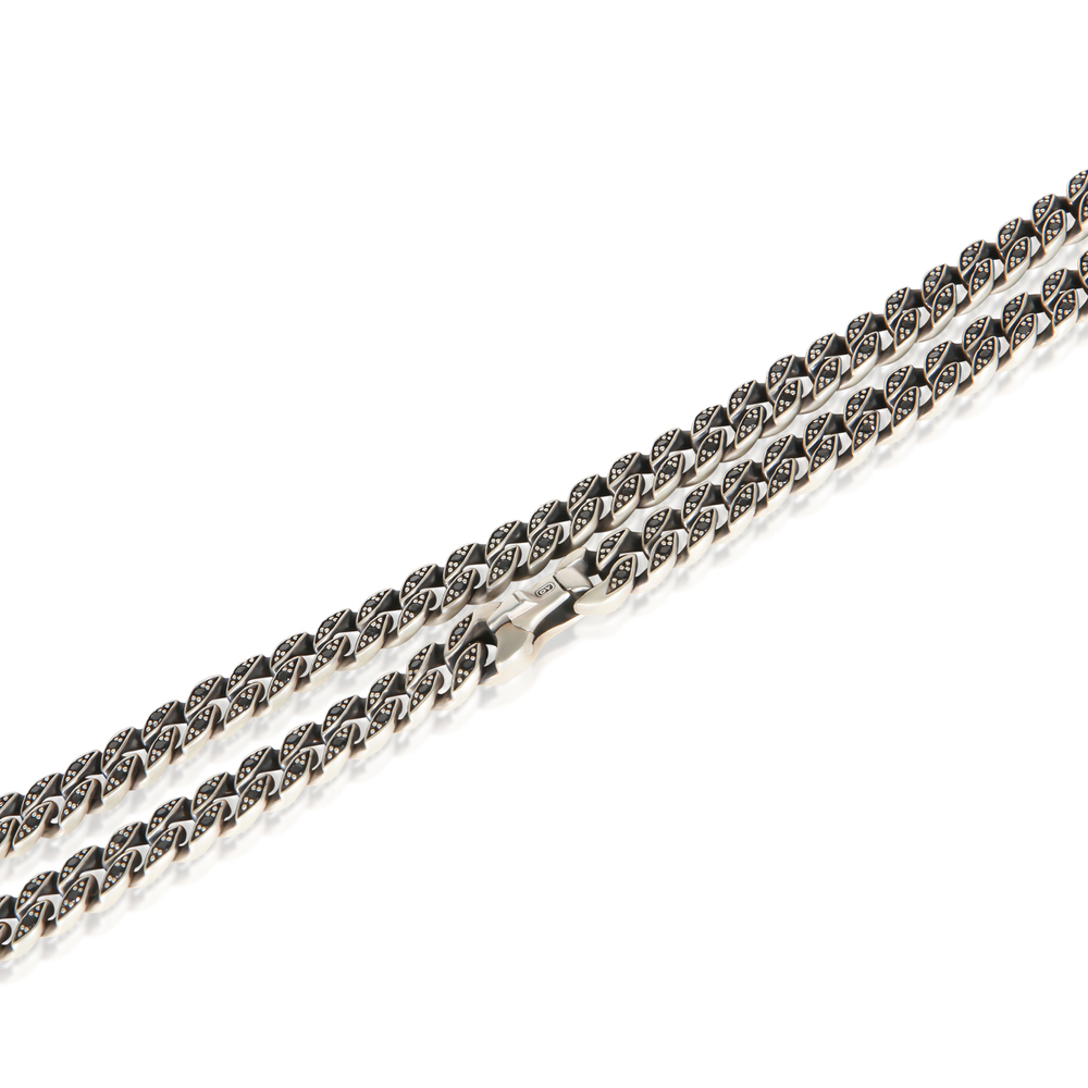 David Yurman Sterling Silver Diamond Curb Chain Necklace - Picture 3 of 5